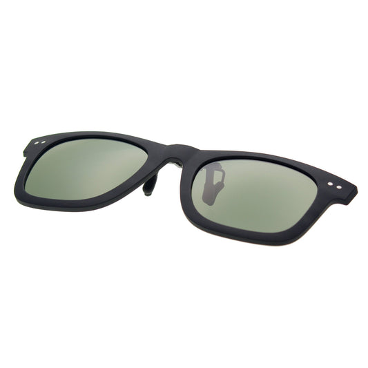 WaydeClip2140 - Clip-on Polarized Horn Rimmed Sunglasses Matte Rubber Finish Color Mirror Lens UV400